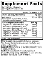 Supplement facts label for a magnesium supplement with detailed ingredient breakdown.