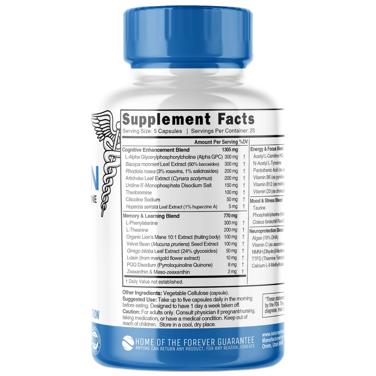 Nutri Apex Brain Caffeine Free 3410mg 125 Count