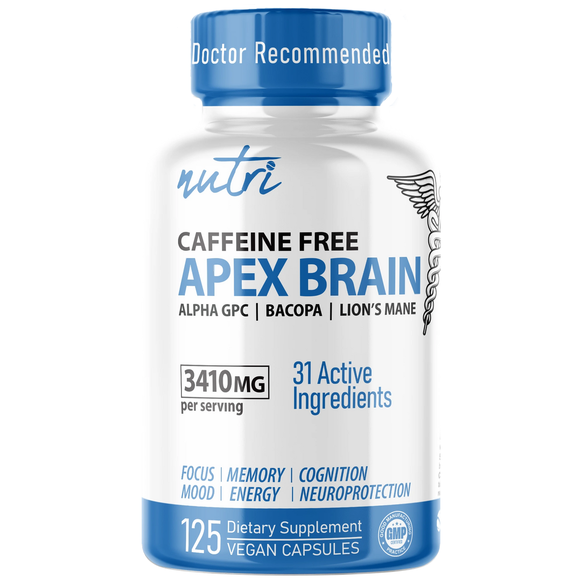 Nutri Apex Brain Caffeine Free 3410mg 125 Count