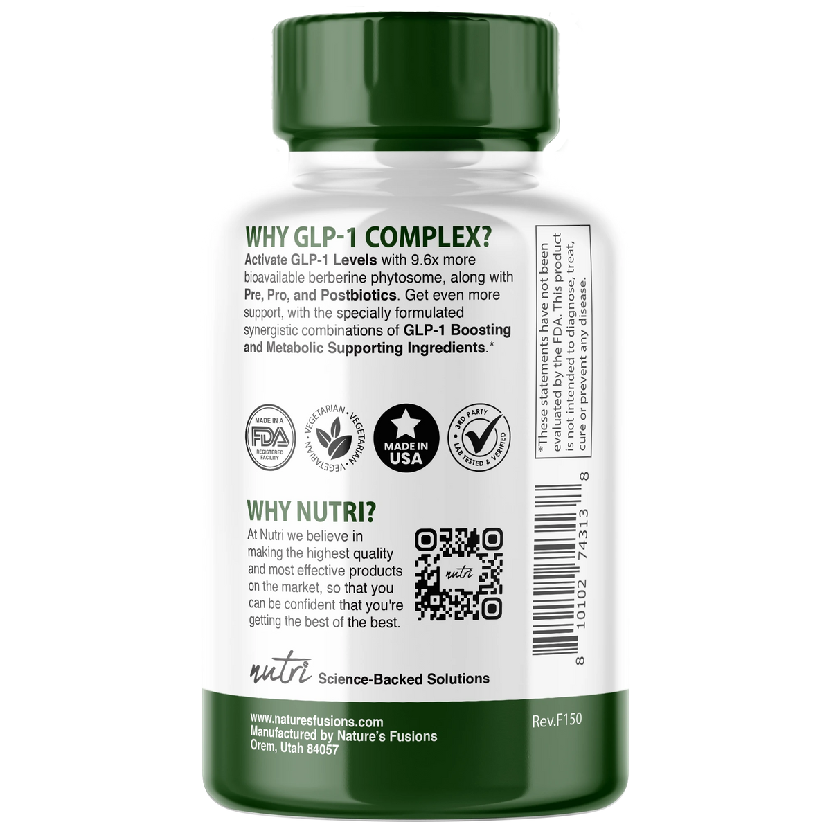 Nutri GLP-1 Complex 325 mg, 90 ct 250 cc bottle