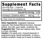 Nutri NAC (N-Acetyl L-Cysteine) 600 mg - 60 Count