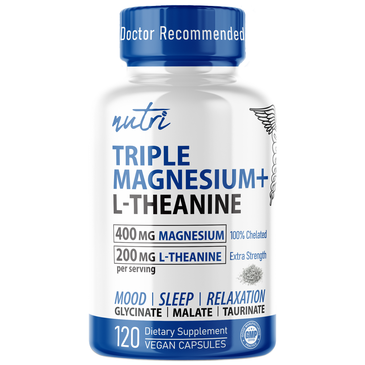 Nutri Triple Magnesium w/ L-Theanine (Glycinate, Malate, Taurinate) 400/200 mg - 120 Count