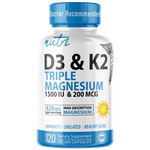 Nutri D3 & K2 Triple Magnesium (Glycinate, Malate, Taurinate) 420 mg - 120 Count