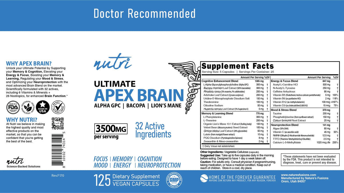 Nutri Apex Brain label layflat