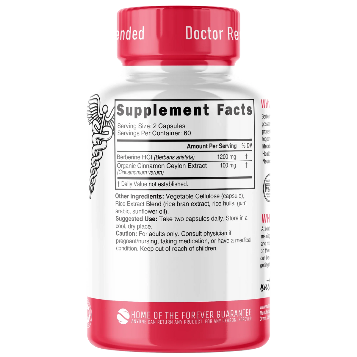 Nutri Berberine+ back label