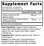 Nutri Berberine+ Organic Supplement Facts panel