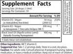 Nutri D3 & K2 Black Seed Oil 900 mg Tincture Supplement Facts panel