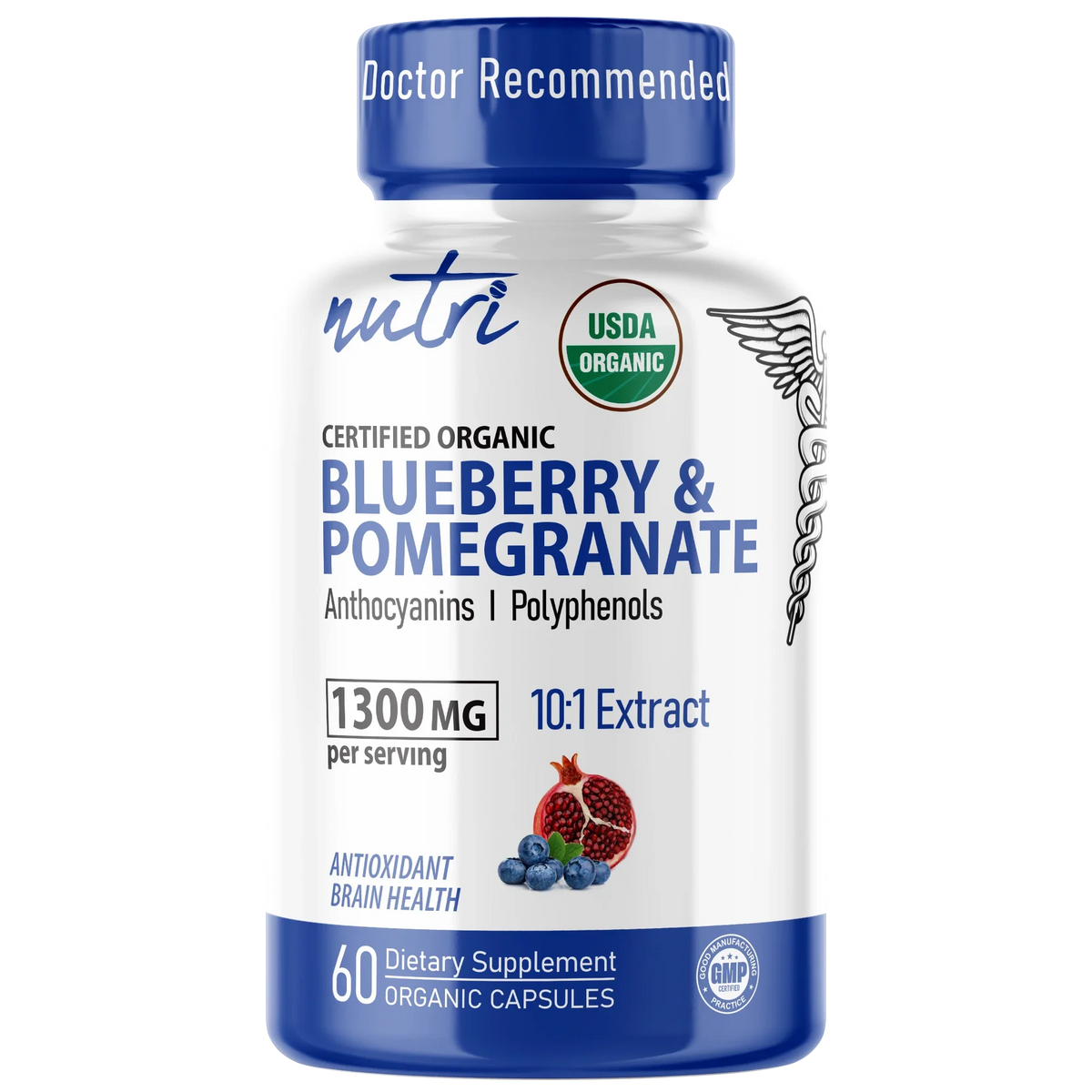 Nutri Blueberry Pomegranate Organic bottle front