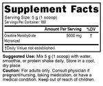 Nutri Creatine 5000mg Supplement Facts panel