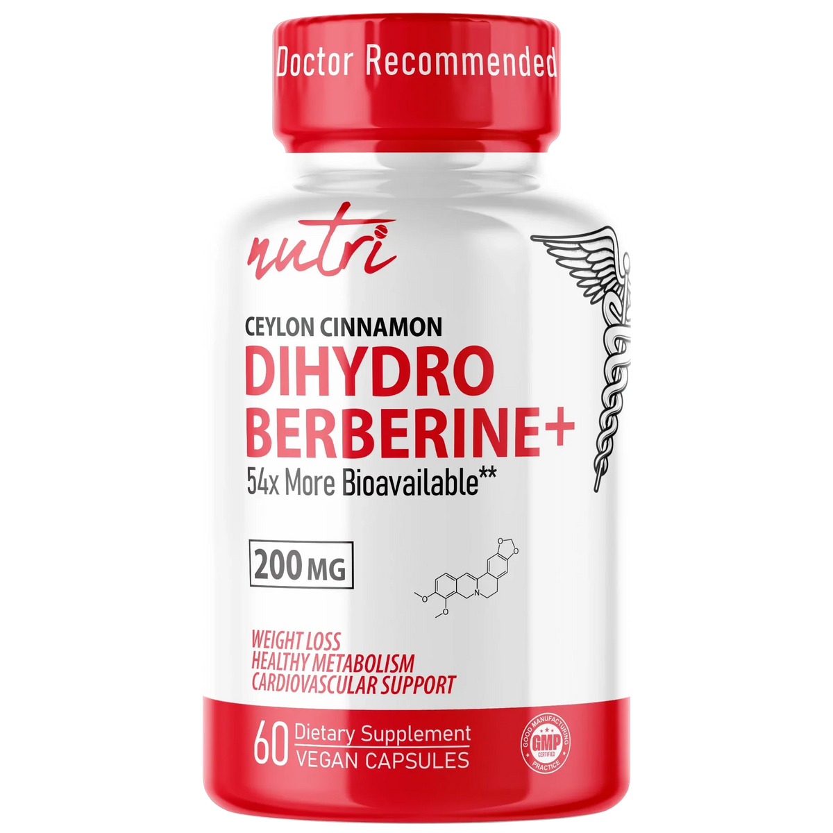 Nutri Dihydroberberine 200 mg with Ceylon Cinnamon bottle front