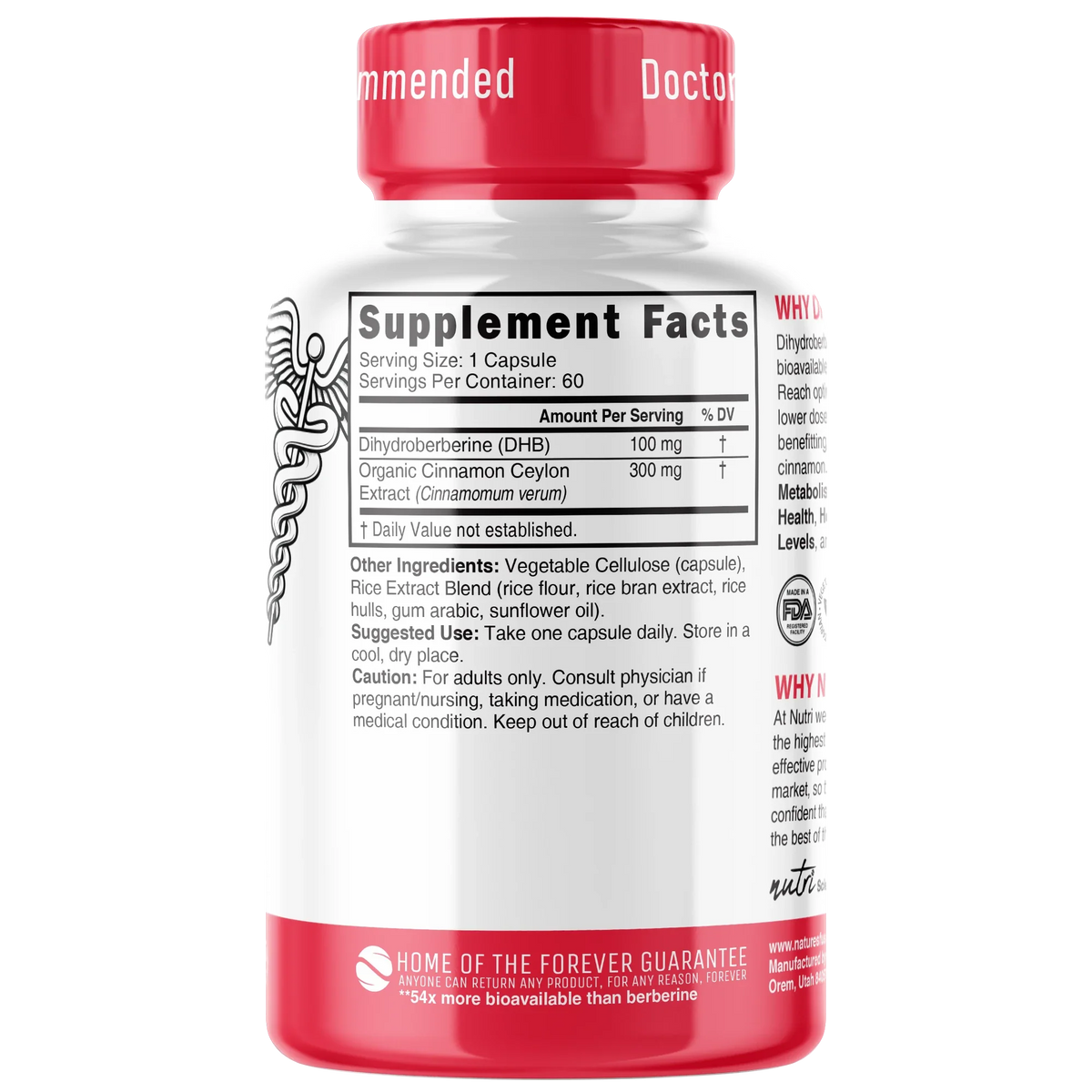 Nutri Dihydroberberine 100mg back label