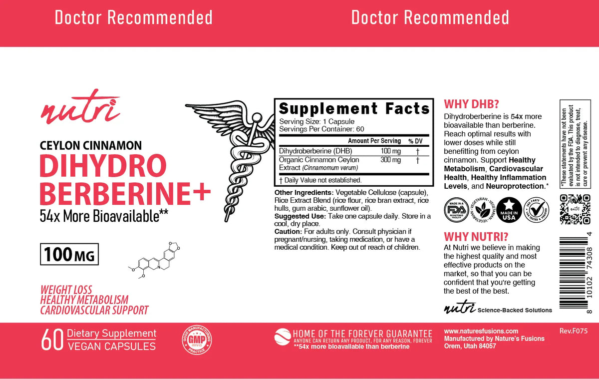 Nutri Dihydroberberine 100mg label layflat