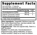 Nutri Dihydroberberine 100mg Supplement Facts panel
