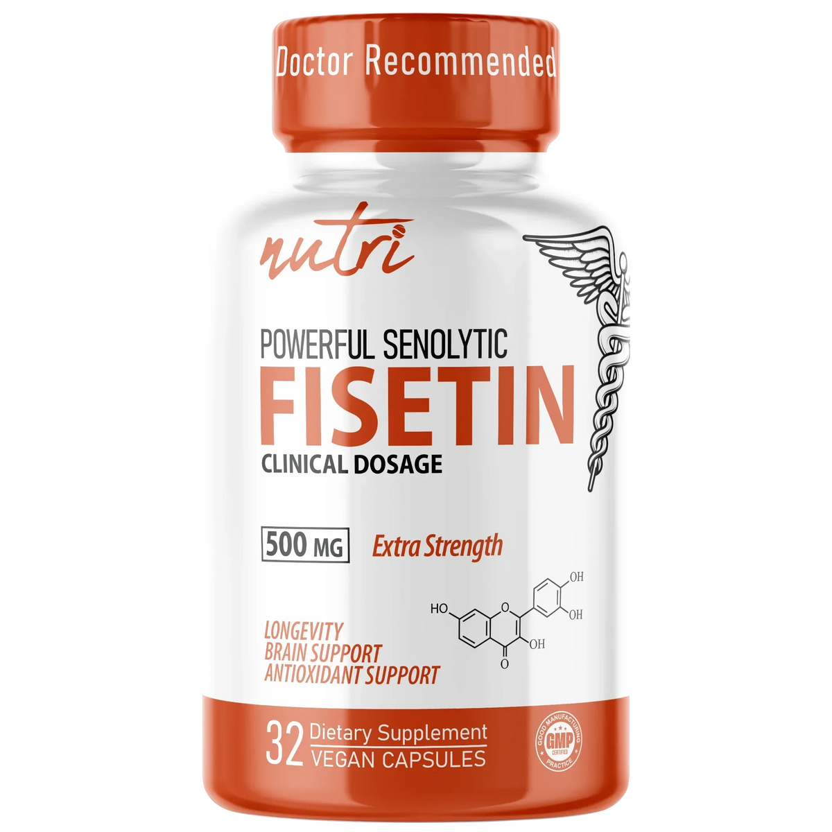 Nutri Fisetin 500mg 32 Count bottle front