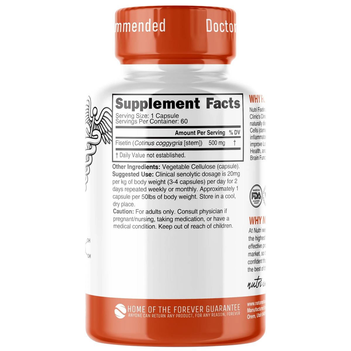 Nutri Fisetin 500 mg back label