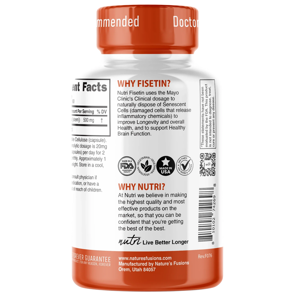 Nutri Fisetin 500 mg side panel
