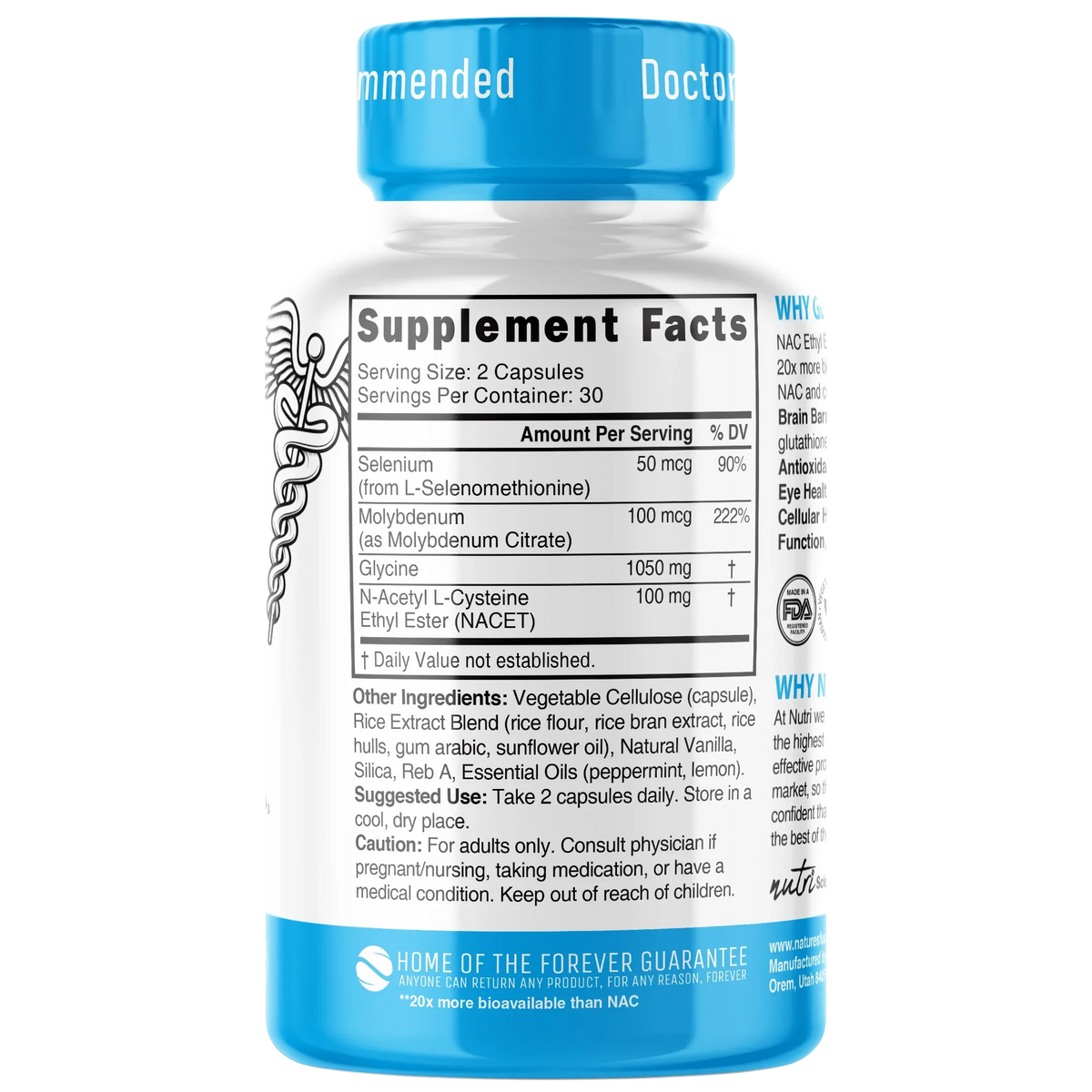 Nutri GlyNACET 100mg back label