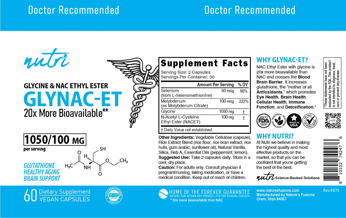 Nutri GlyNACET 100mg label layflat