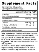 Nutri GlyNACET 375mg Extra Strength Supplement Facts panel