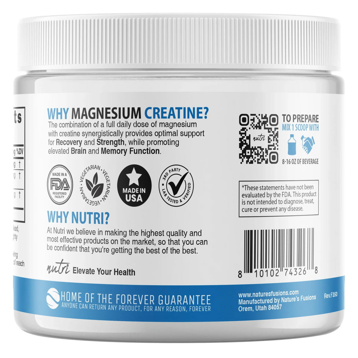 Nutri Magnesium Creatine side panel