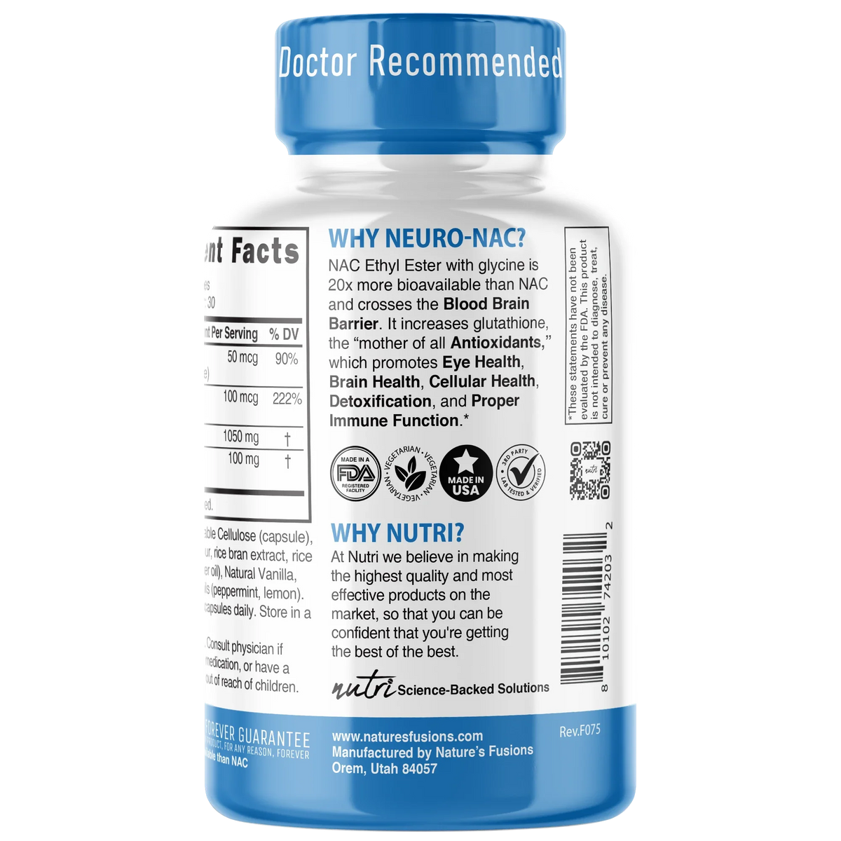 Nutri Neuro-NAC 100 mg side panel