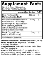 Nutri NMN 500mg Extra Strength Supplement Facts panel
