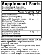 Nutri NMN 500 mg Supplement Facts panel
