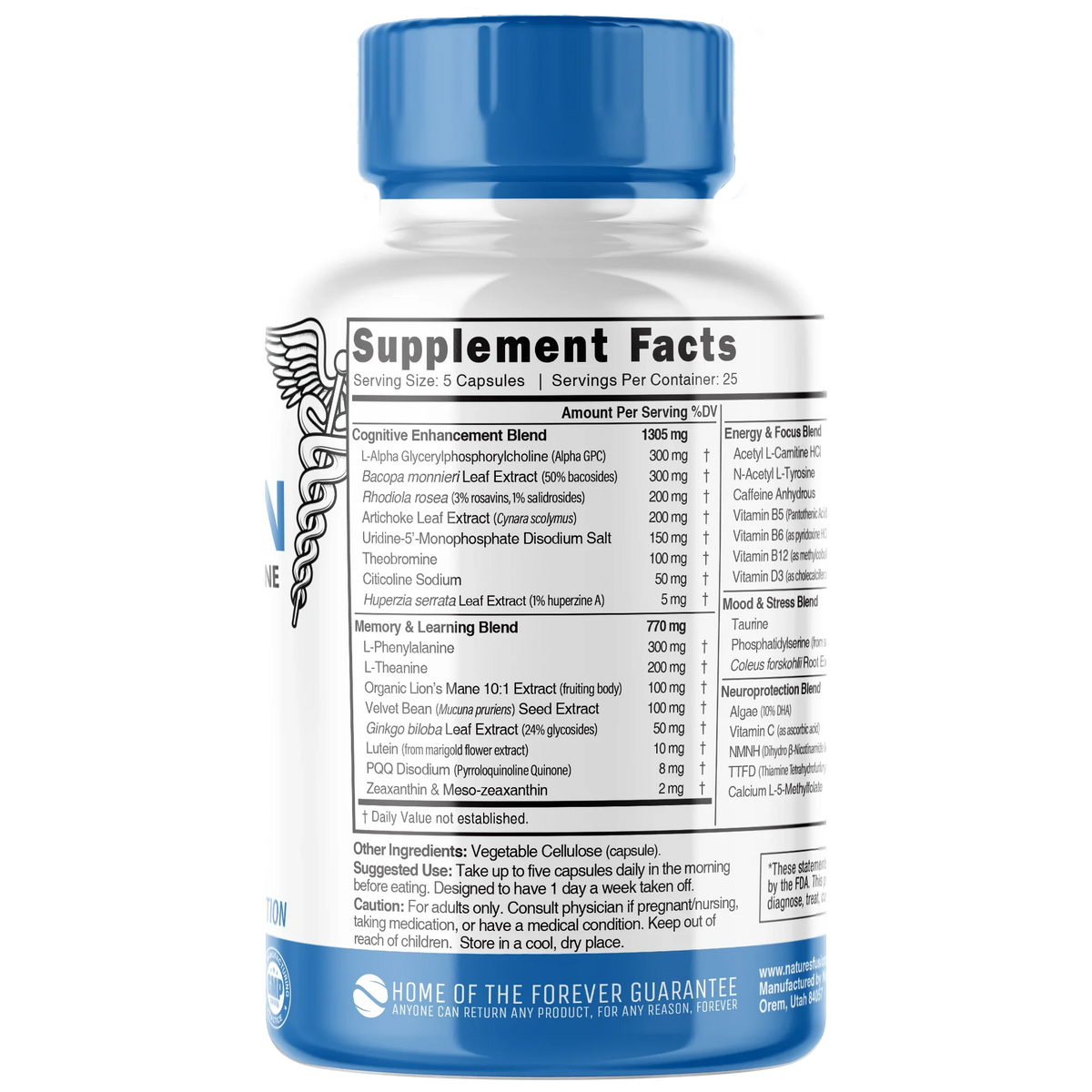 Nutri Apex Brain 3500mg back label ingredients panel 1