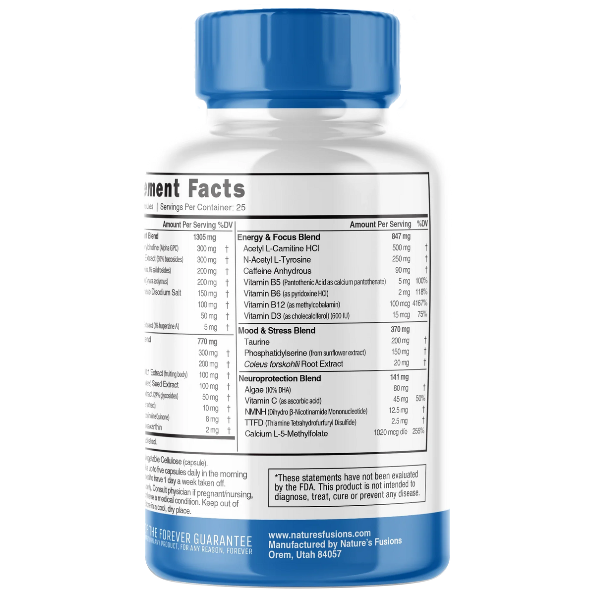 Nutri Apex Brain 3500mg back label ingredients panel 2