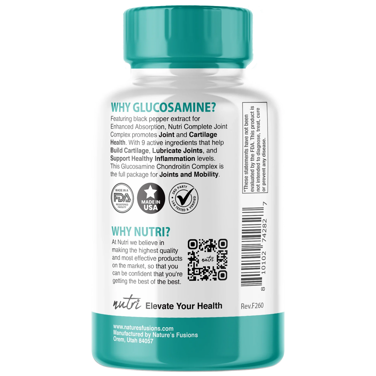 Nutri Glucosamine Chondroitin Joint Complex bottle side label