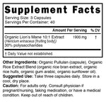 Nutri Lion's Mane Extract Supplement Facts panel