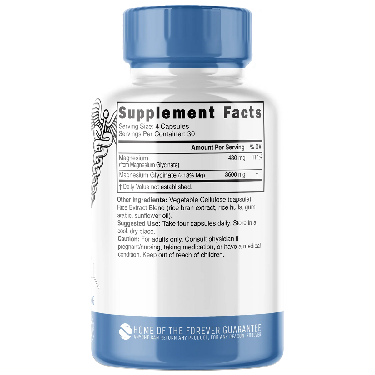 Nutri Magnesium Glycinate 480mg bottle back label