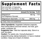 Nutri Magnesium Glycinate 480mg Supplement Facts panel