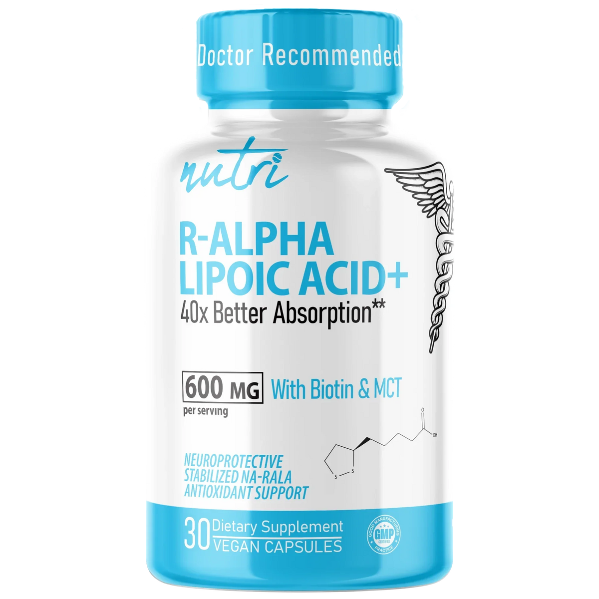 Nutri R-ALA 600mg 30 Count bottle front