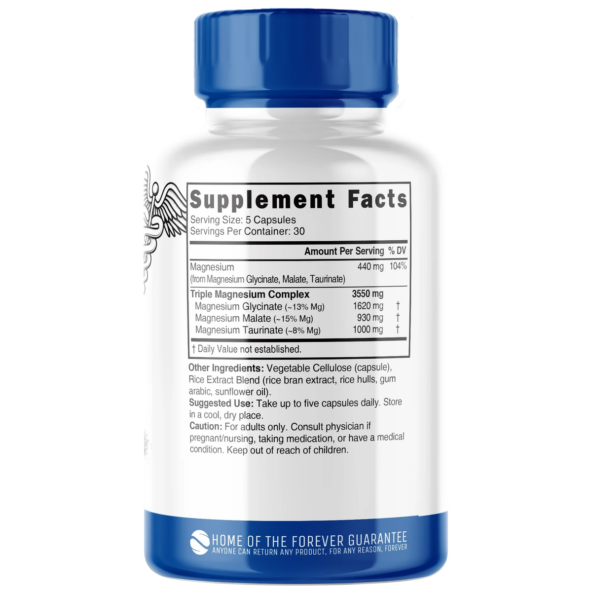 Nutri Triple Magnesium 440 mg supplement facts back label