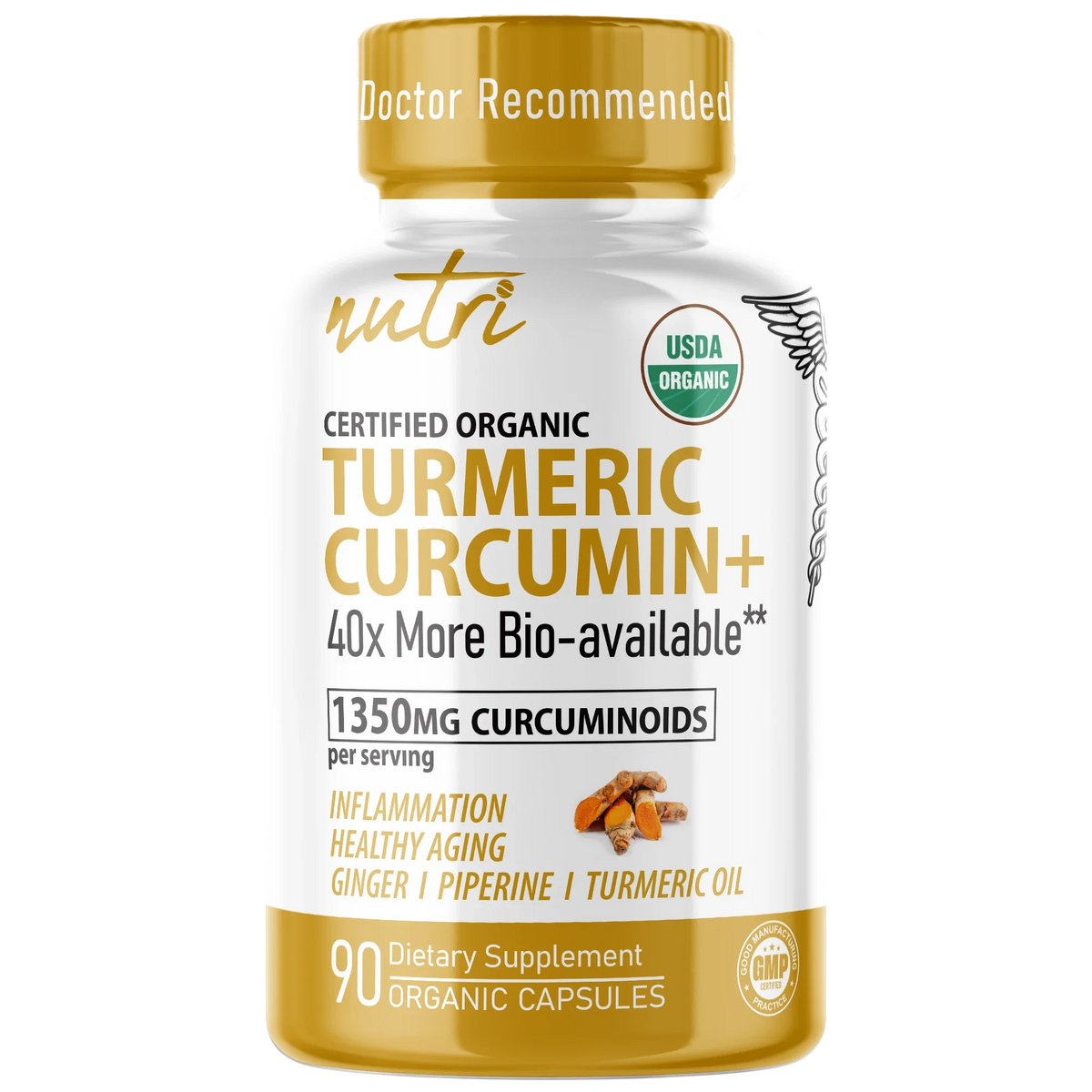 Nutri Turmeric Curcumin+ 1350mg Organic bottle front