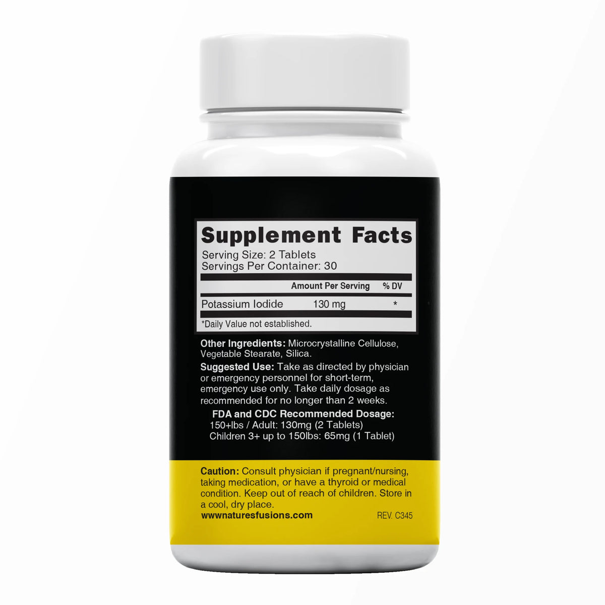 Nutri Potassium Iodide Tablets 130 mg 60 ct back label