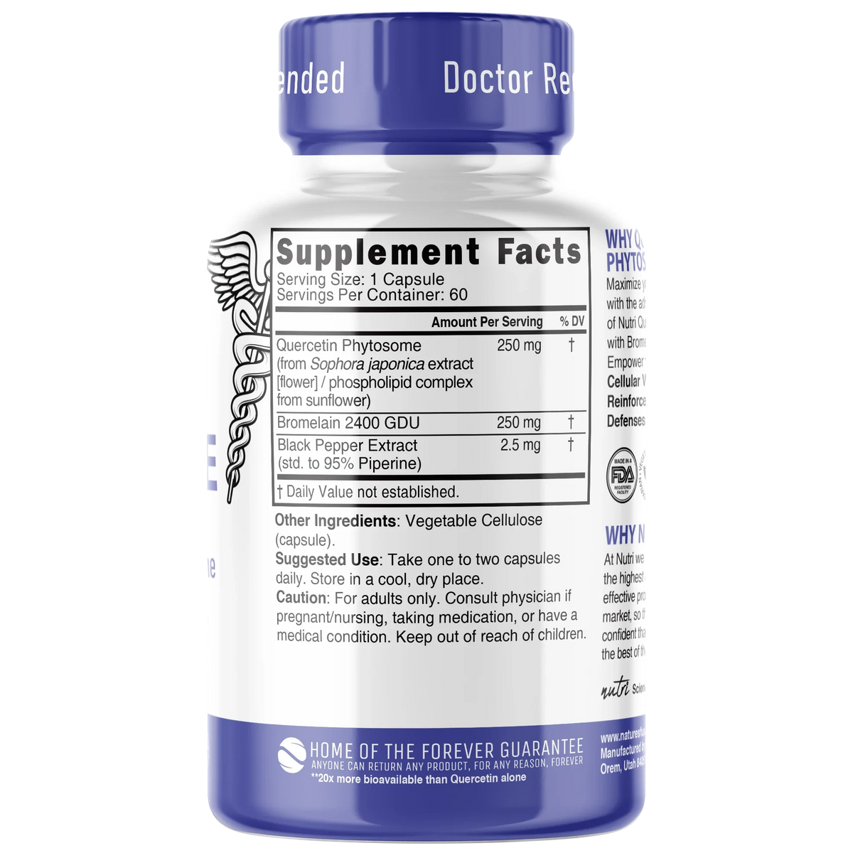 Nutri Quercetin+ back label