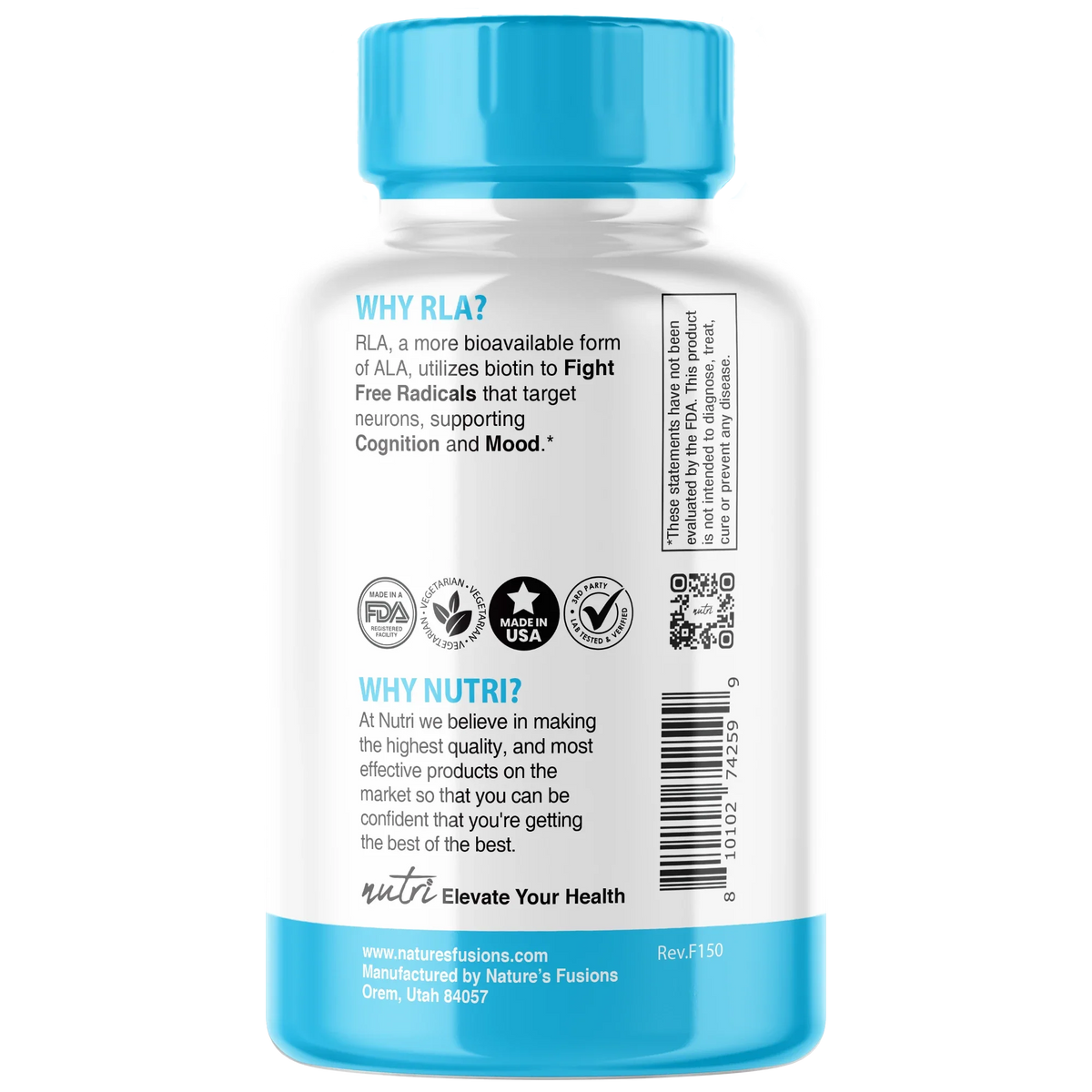 Nutri R-ALA 600 mg side panel