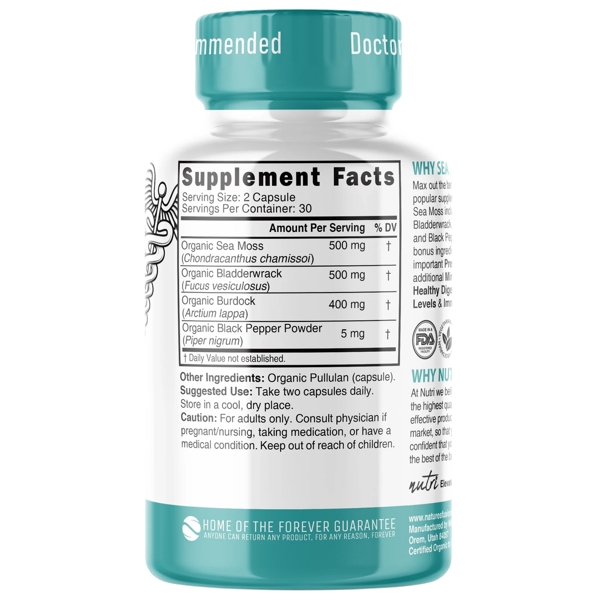 Nutri Sea Moss back label