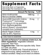 Nutri NMN 1000mg Max Strength Supplement Facts panel