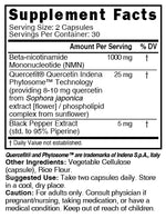 Nutri NMN 1000 mg Supplement Facts panel