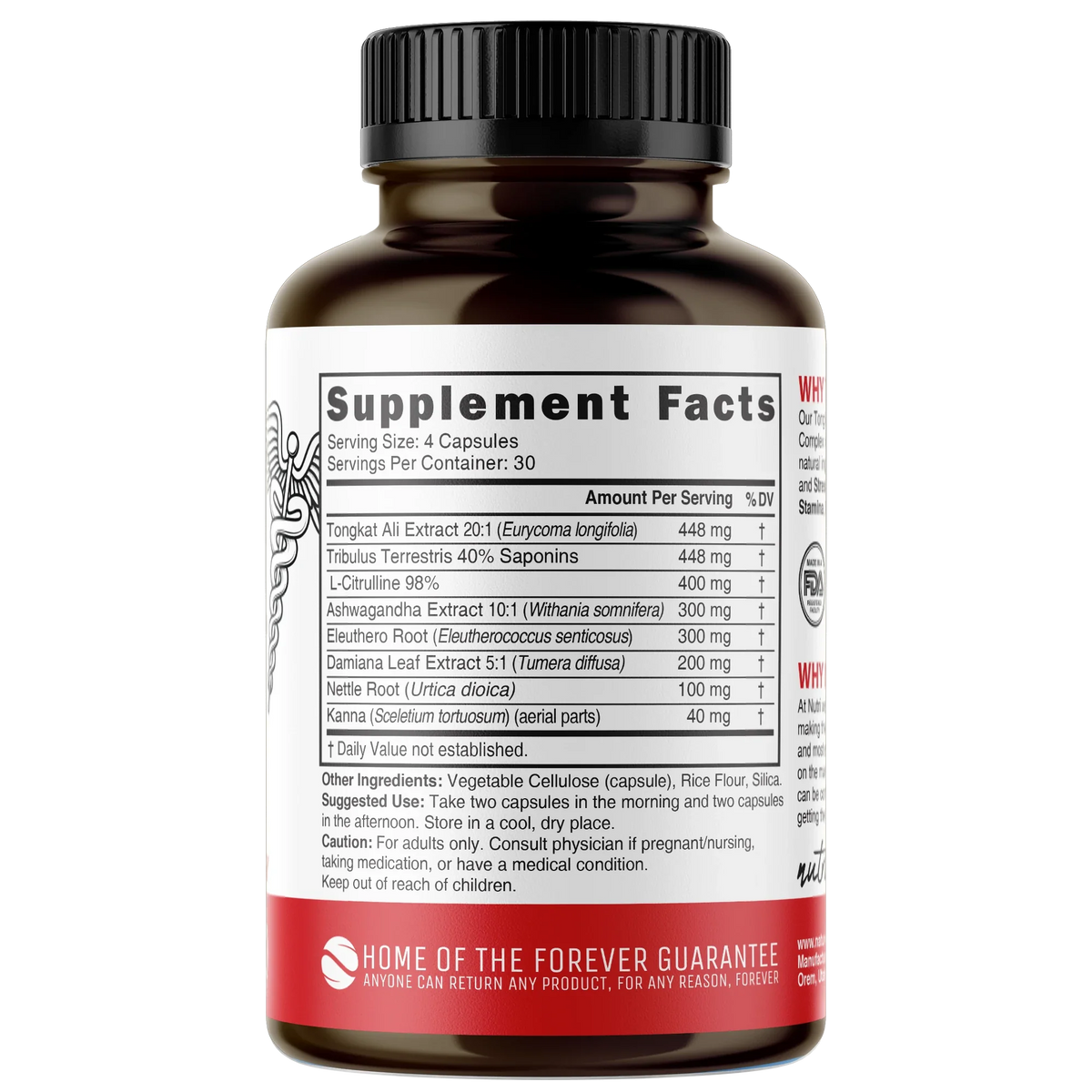 Nutri Tongkat Ali Men's Performance Complex bottle back label
